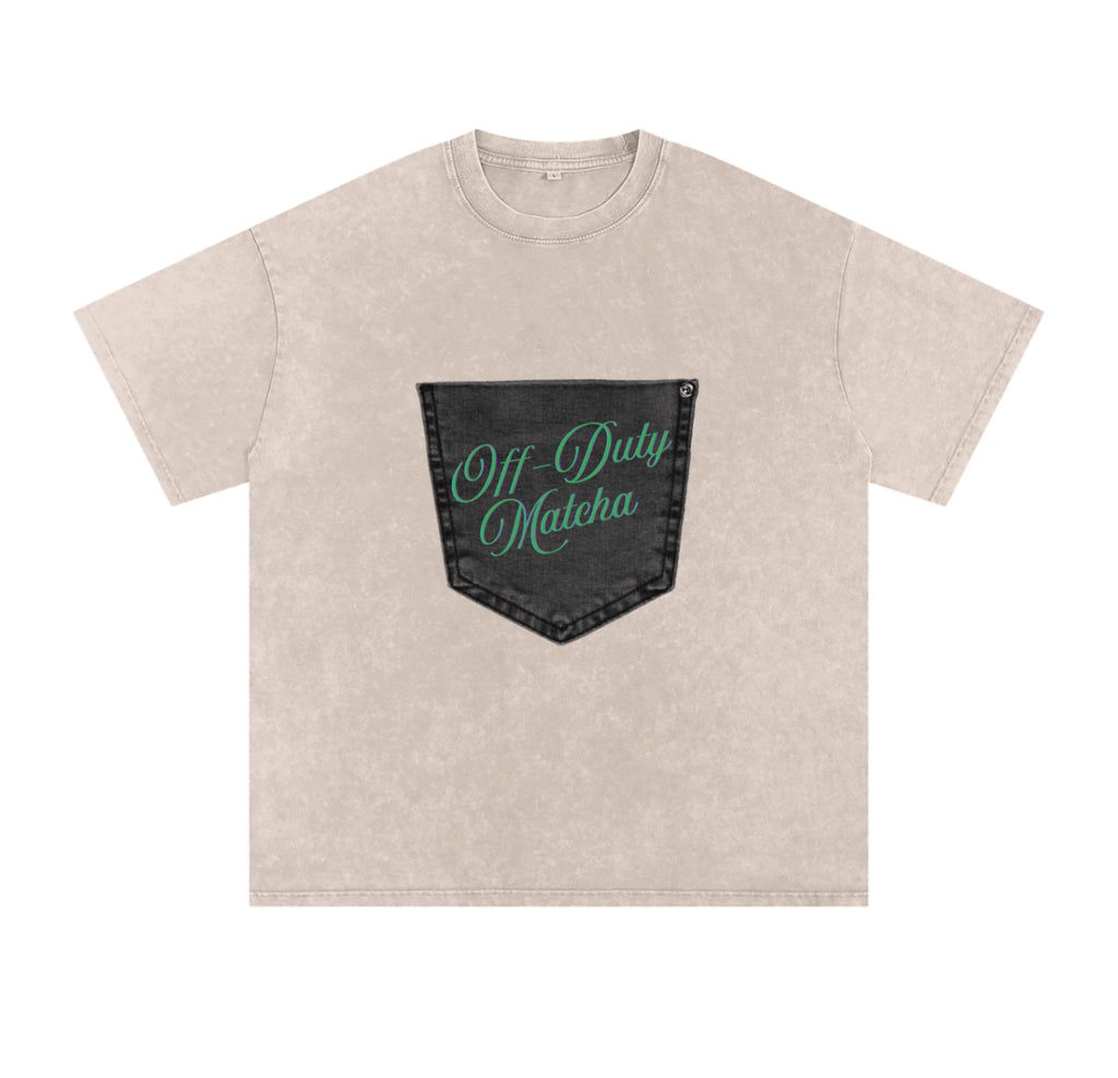 Beige Washed Oversized Logo Tee