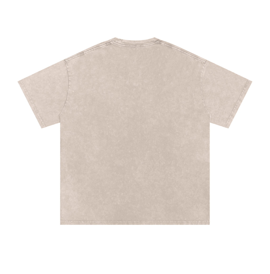 Beige Washed Oversized Logo Tee